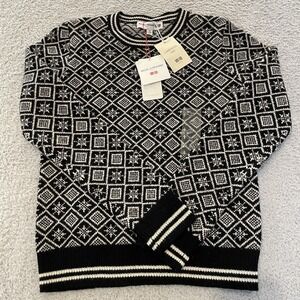 Ines De La Fressange x Uniqlo 100% Lambswool Sweater Womens Medium Black White